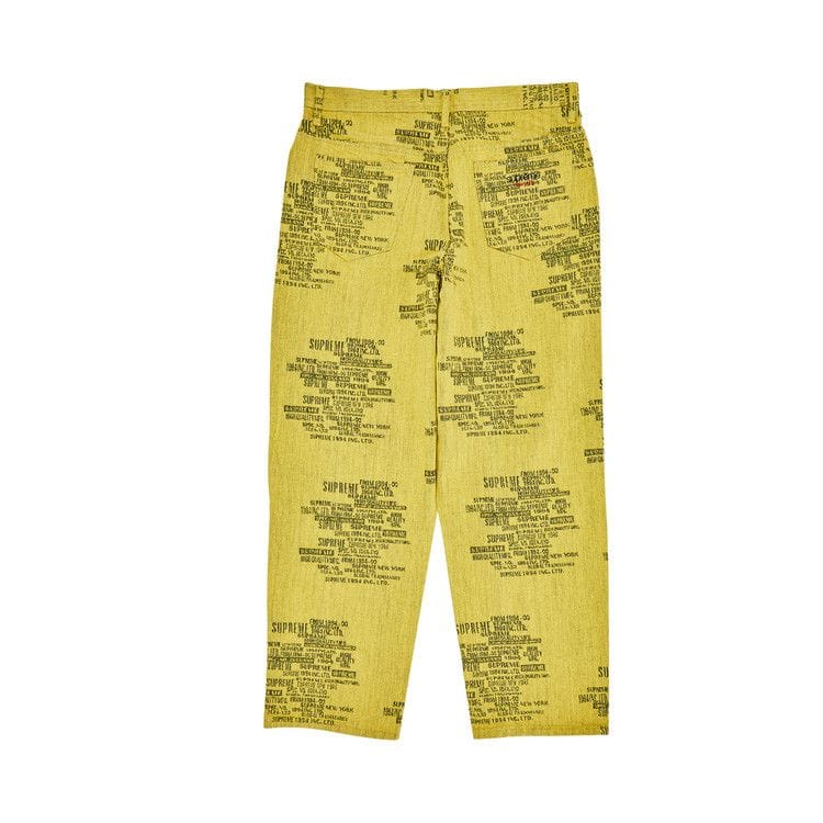 Supreme Trademark Jacquard Baggy Jean Washed Yellow