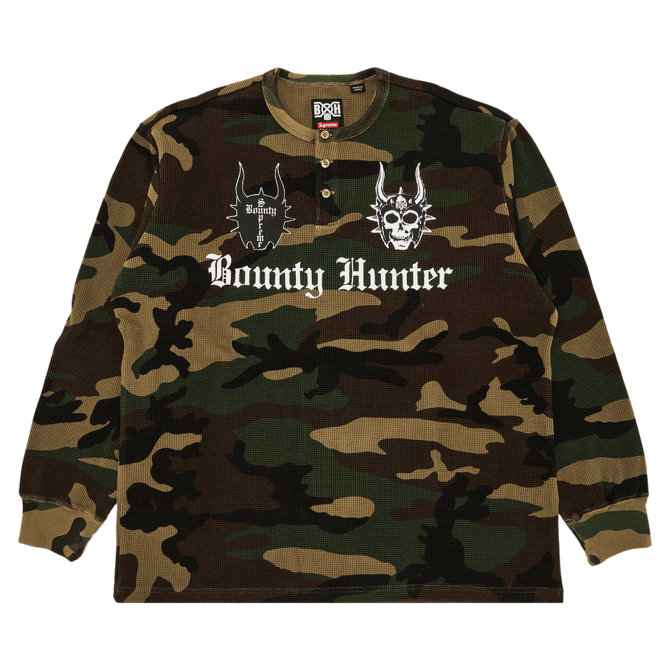 Supreme x Bounty Hunter Thermal Henley Long-Sleeve Top Woodland Camo