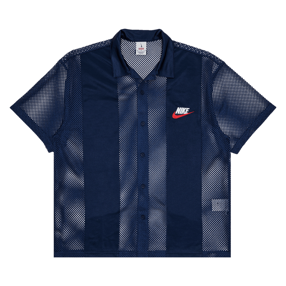 Supreme x Nike Mesh Shorts-Sleeve Shirt Navy