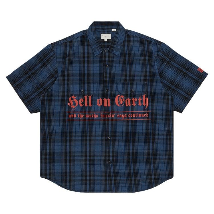 Supreme x Bernadette Corporation Shorts-Sleeve Work Shirt Navy Plaid