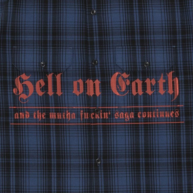 Supreme x Bernadette Corporation Shorts-Sleeve Work Shirt Navy Plaid