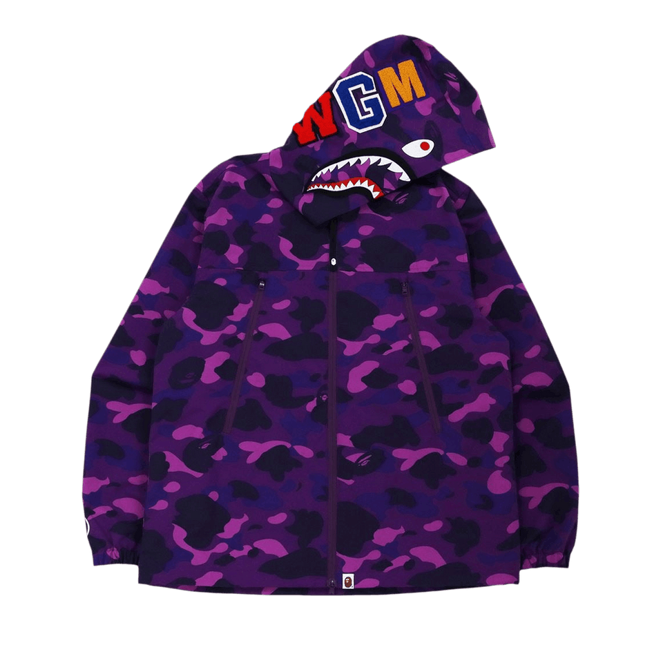 BAPE Color Camo Shark Hoodie Jacket Purple