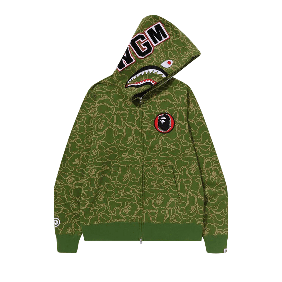 BAPE 30th Anniversary Line Camo Shark Full Zip Hoodie Green