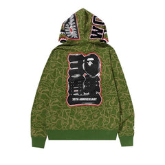 BAPE 30th Anniversary Line Camo Shark Full Zip Hoodie Green