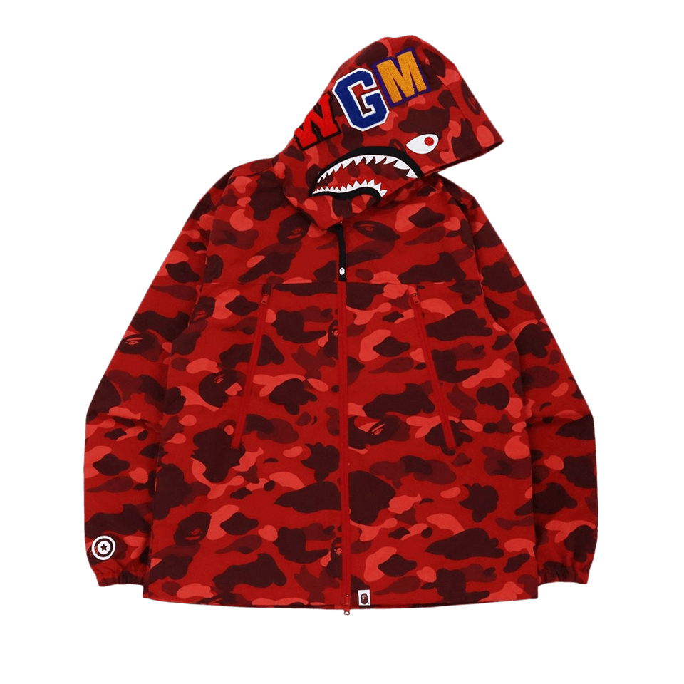 BAPE Color Camo Shark Hoodie Jacket Red