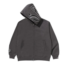 BAPE Hand Drawn Face Relaxed Fit Shark Full Zip Hoodie Grey