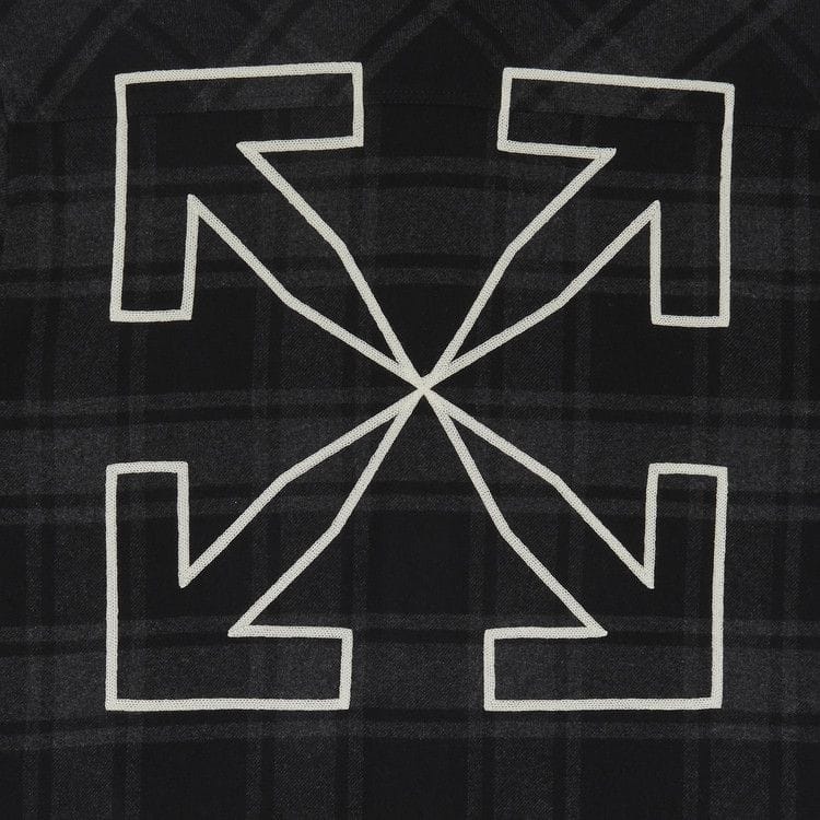 Off-White Outline Arr Flan Over Shorts-Sleeve Shirt Grey Black