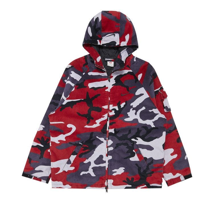 Supreme x Nike Arc Corduroy Hooded Jacket Red Camo