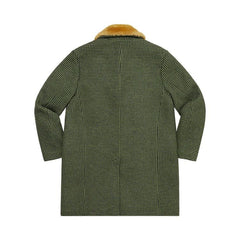 Supreme Fur Collar Car Coat Green Houndstooth