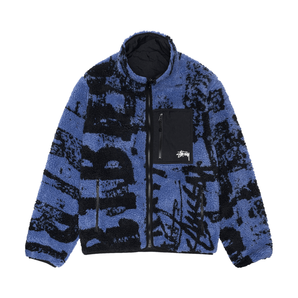 Stussy Sherpa Reversible Printed Jacket Blue