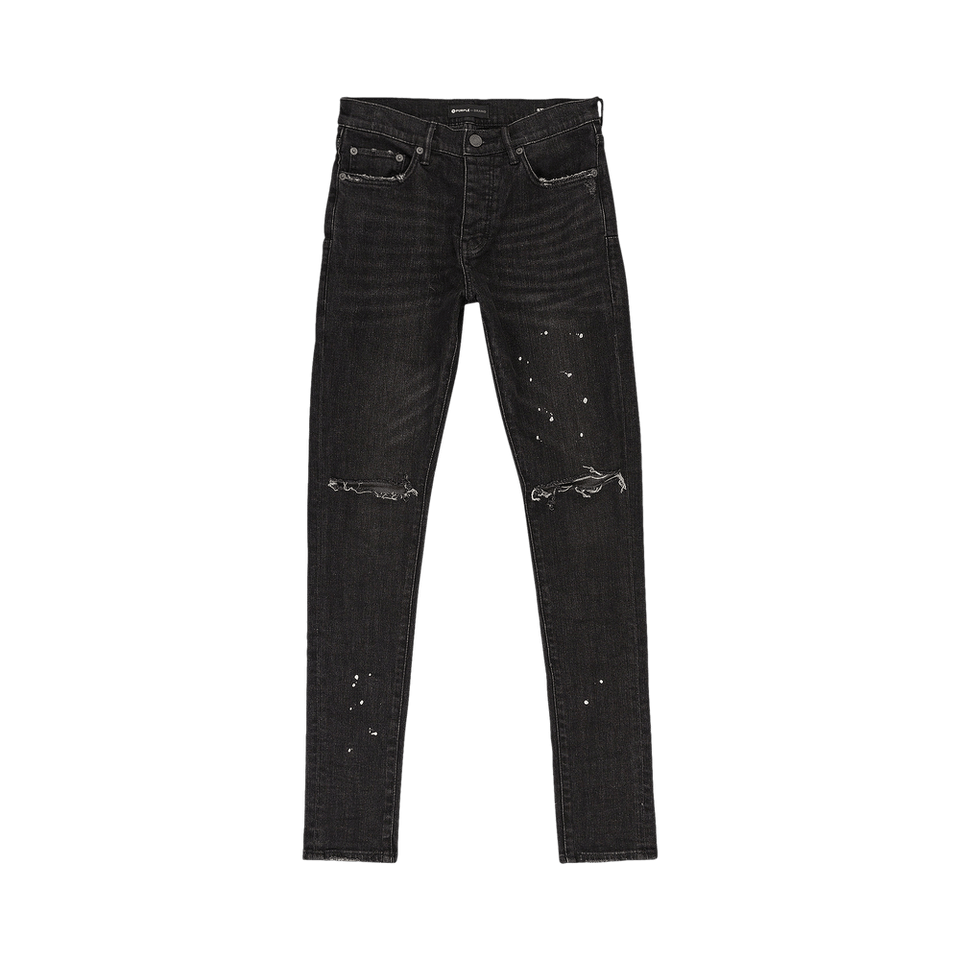 PURPLE BRAND Over Spray Skinny Jeans Black