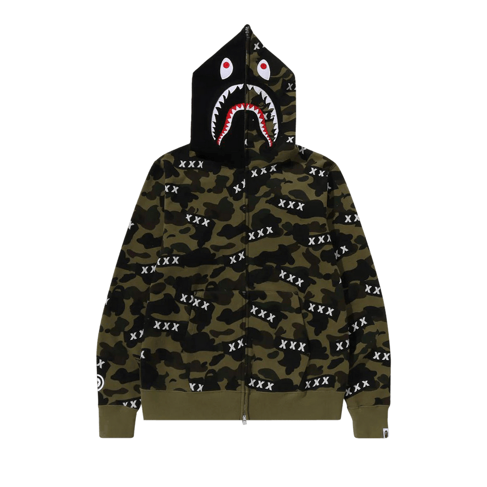 Bape x God Selection Xxx Shark Full Zip Hoodie Green