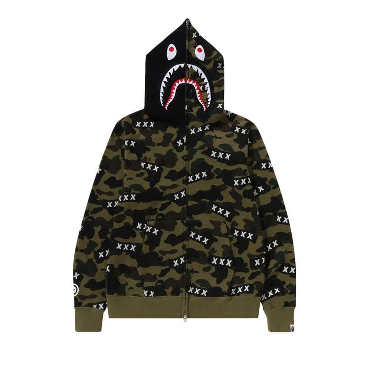 Bape x God Selection Xxx Shark Full Zip Hoodie Green