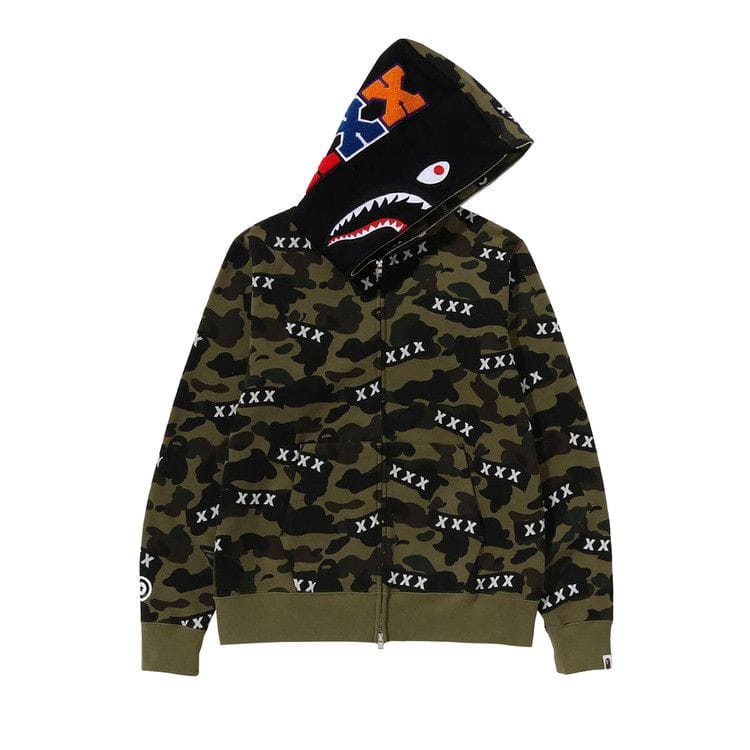 Bape x God Selection Xxx Shark Full Zip Hoodie Green