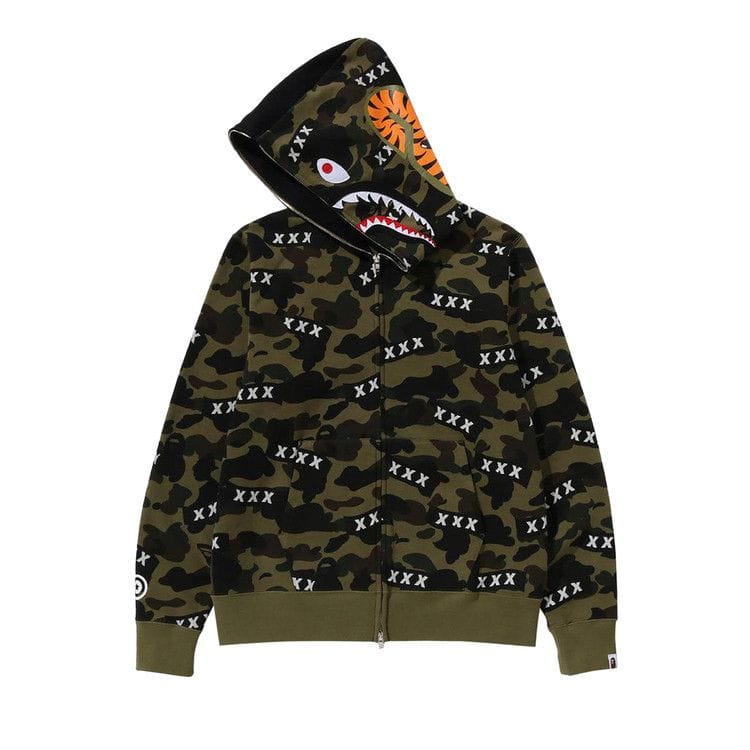 Bape x God Selection Xxx Shark Full Zip Hoodie Green