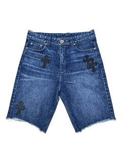 patch-detail denim shorts
