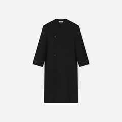 Fear Of God Double Weave Wool Double Breasted Lapelless Coat Black