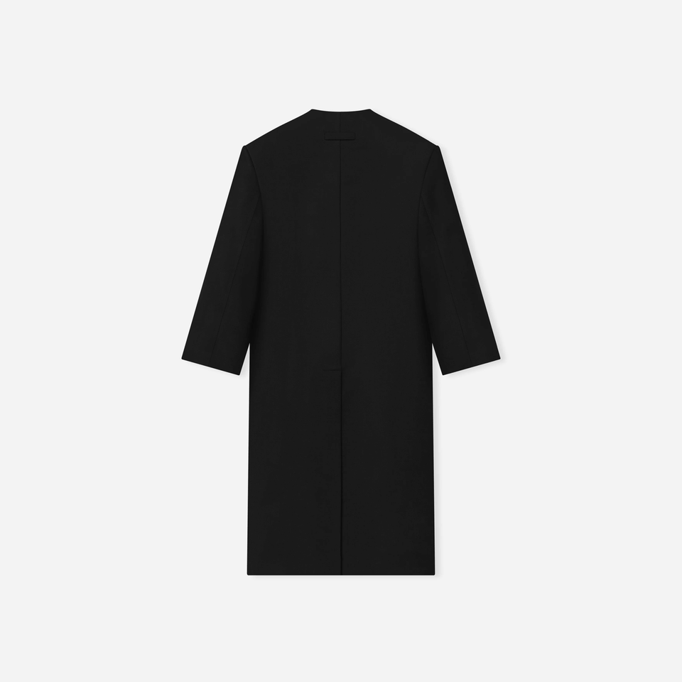 Fear Of God Double Weave Wool Double Breasted Lapelless Coat Black
