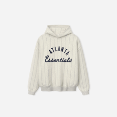 Fear Of God Essentials Braves Sport Hoodie Oatmeal Heather W Dark Sapphire Pinstripes
