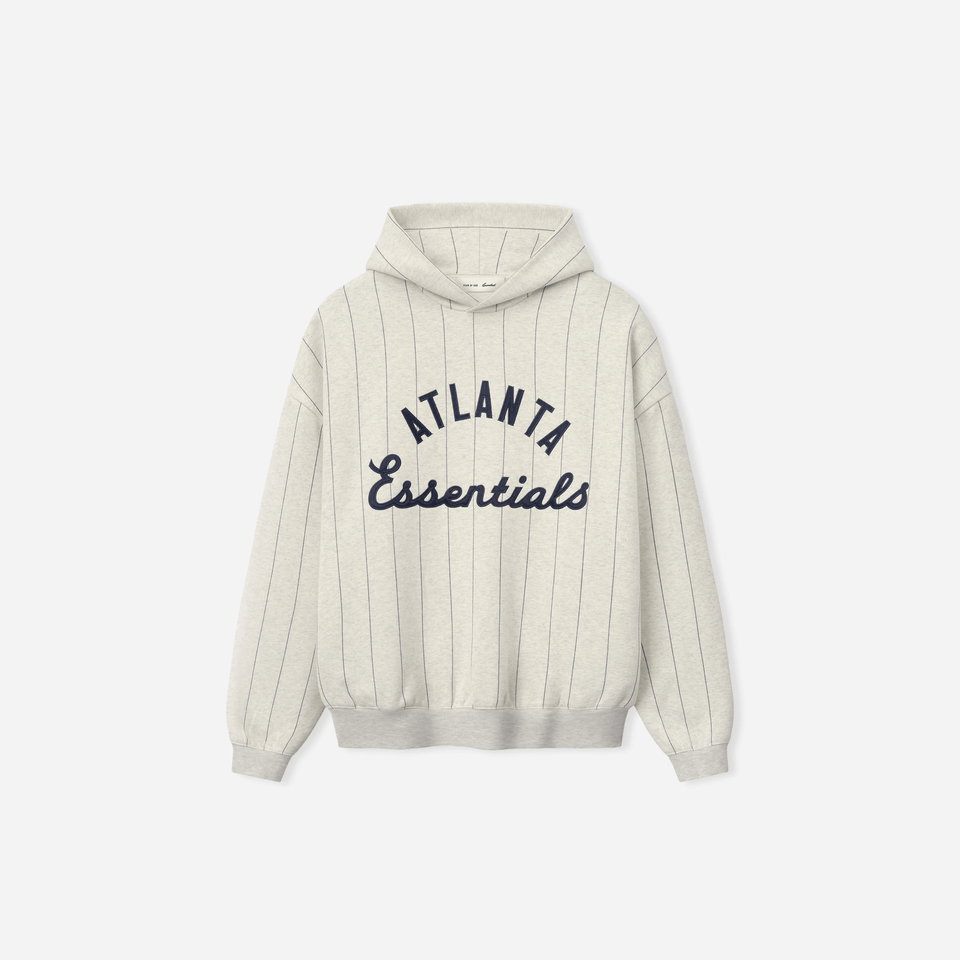 Fear Of God Essentials Braves Sport Hoodie Oatmeal Heather W Dark Sapphire Pinstripes