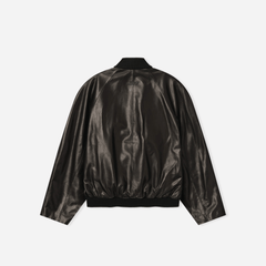 Fear Of God Leather Raglan Bomber Jacket Black