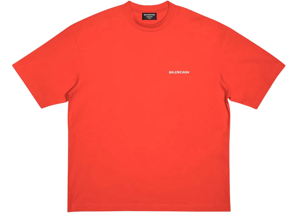 Balenciaga Back Logo Regular Fit Vintage T-Shirt Bright Red/White