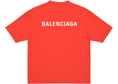 Balenciaga Back Logo Regular Fit Vintage T-Shirt Bright Red/White