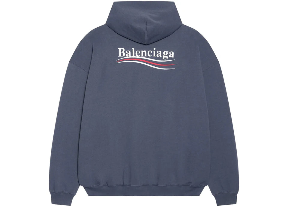 Balenciaga Political Campaign Large Fit Hoodie Dark Grey/White