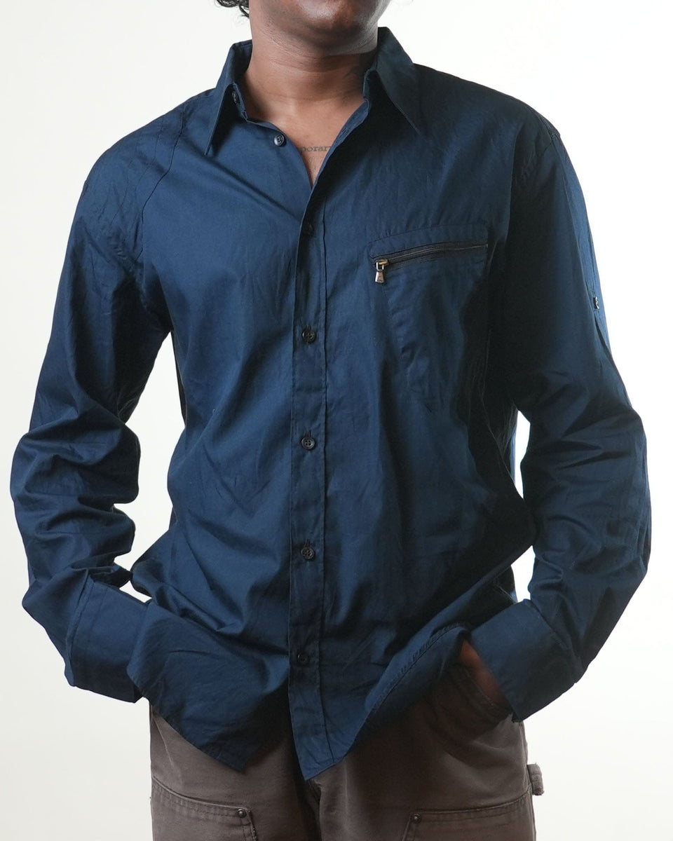 Versace Navy Blue Formal Shirt (M)