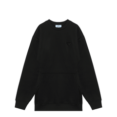 Black Short Plush Dress with Logo Triangle