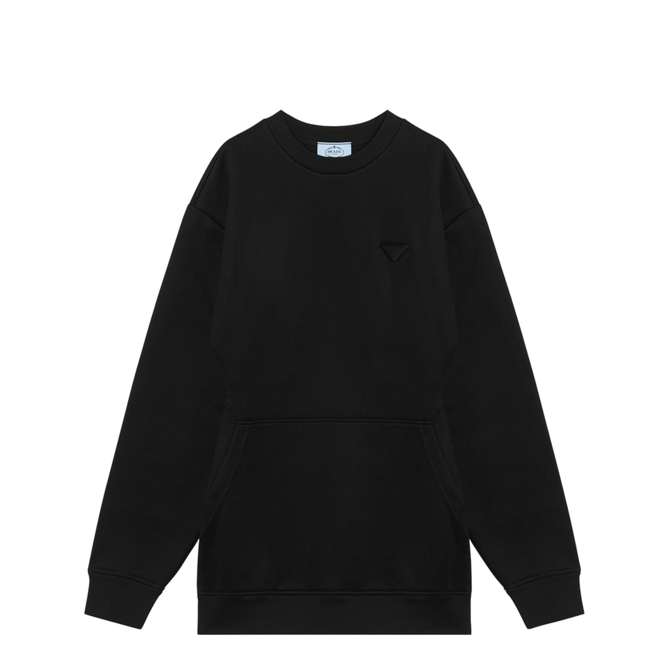 Black Short Plush Dress with Logo Triangle