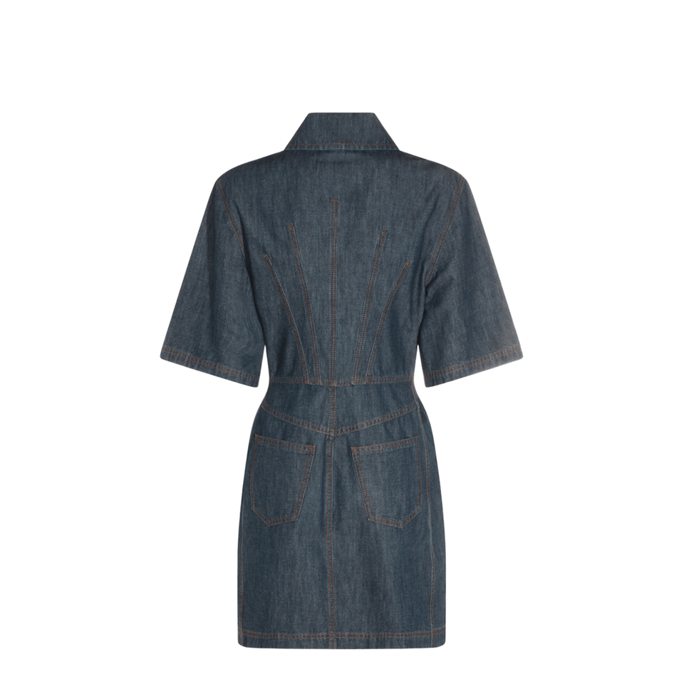 Navy Blue Chambray Dress