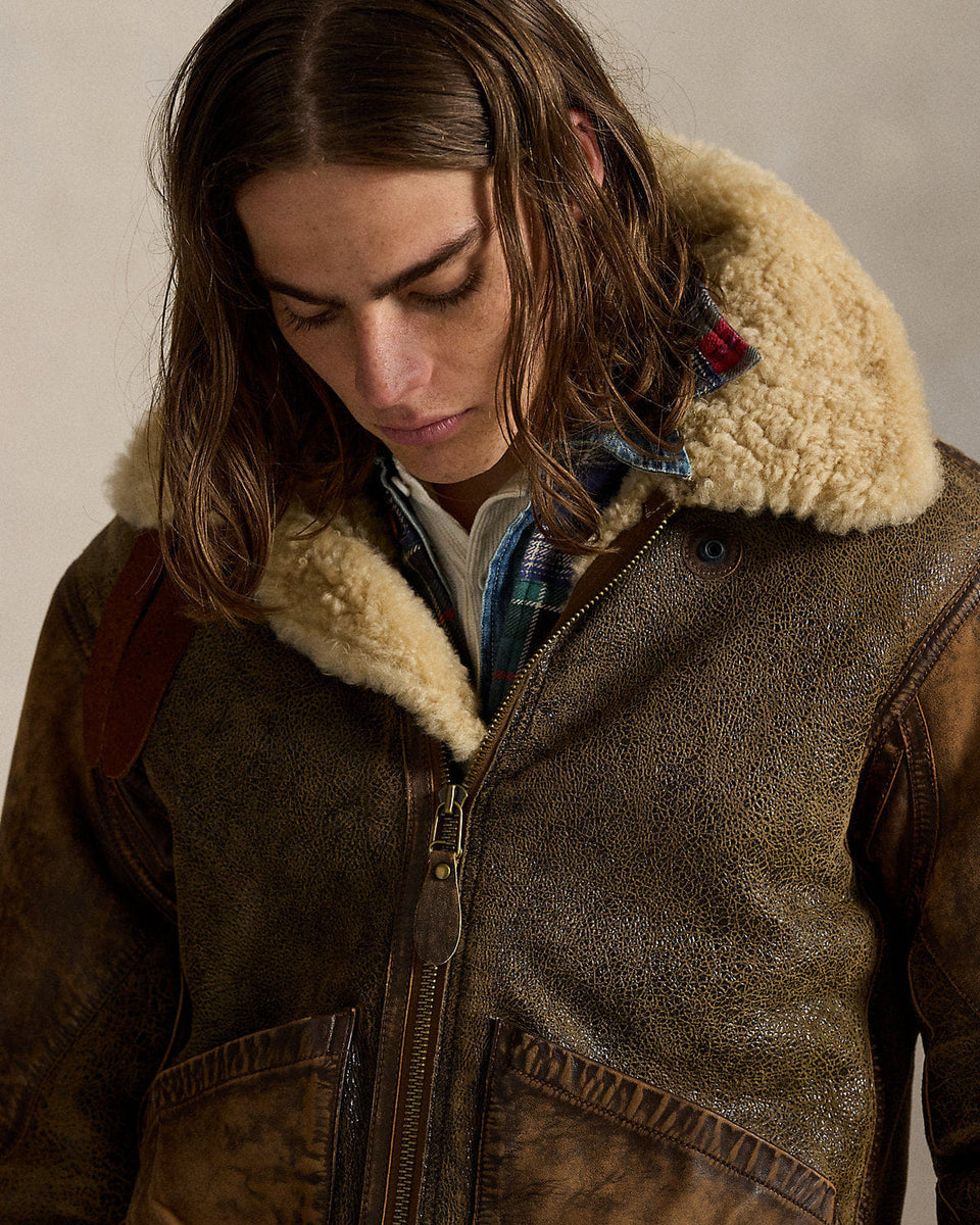 Ralph Lauren LeatherTrim Shearling Flight Jacket