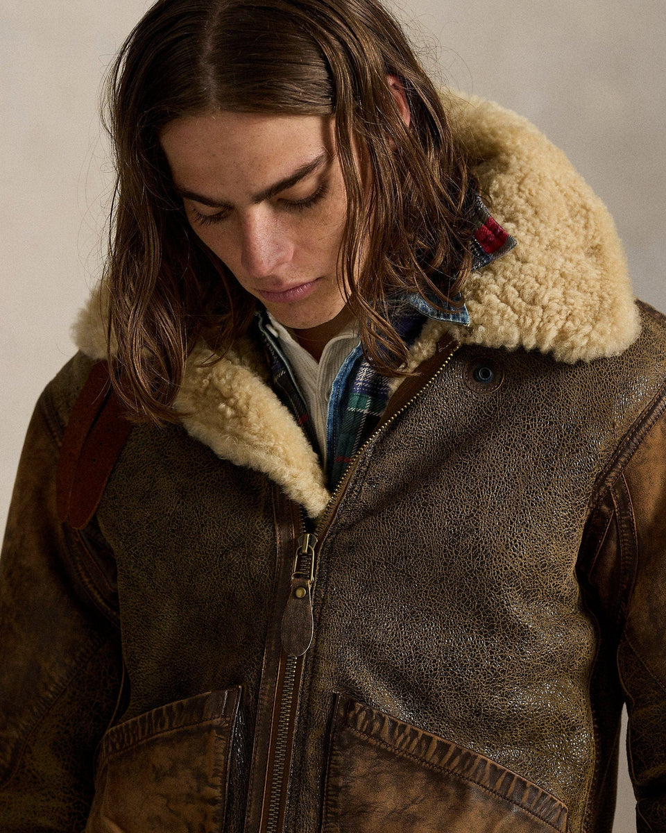 Ralph Lauren LeatherTrim Shearling Flight Jacket