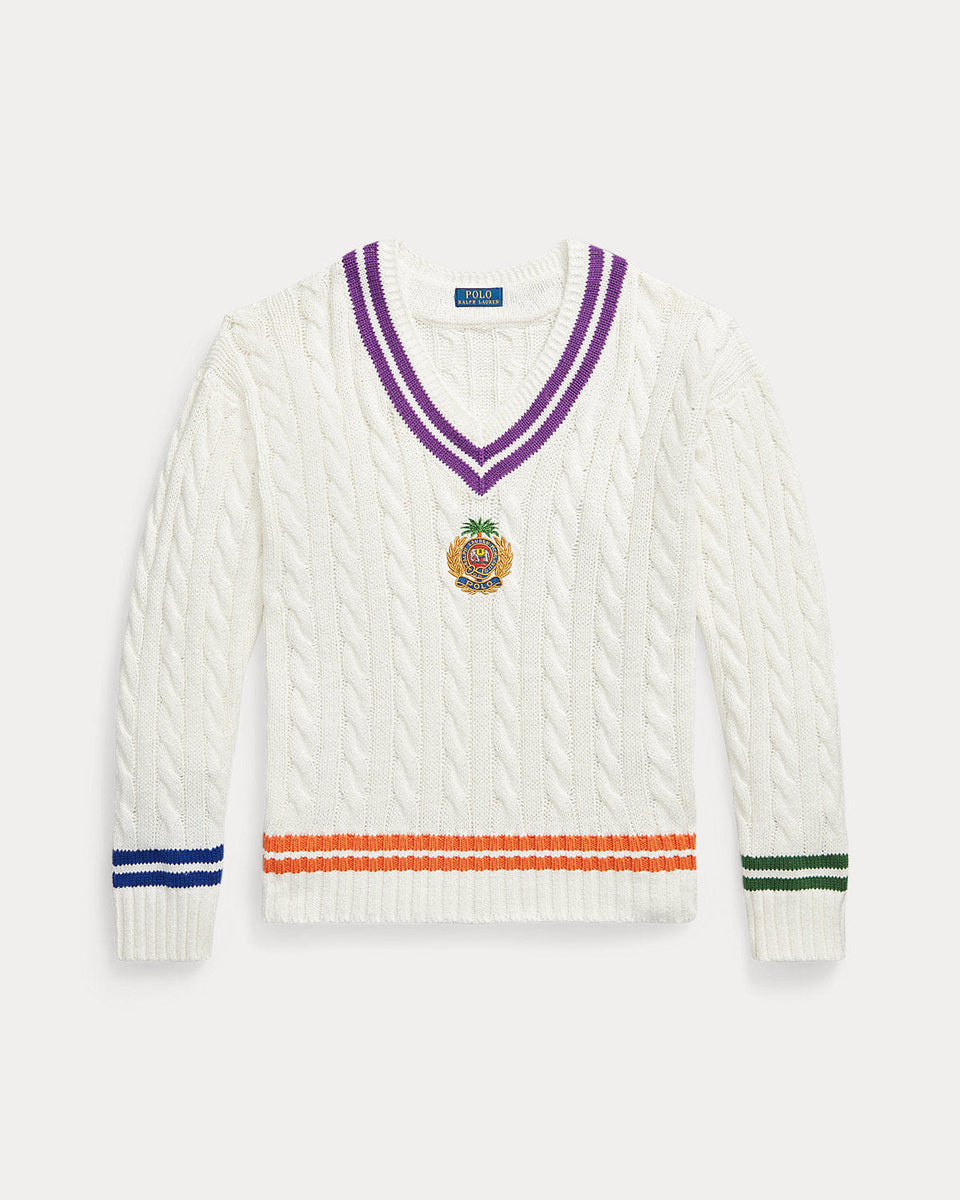 Ralph Lauren Embroidered CottonLinen Cricket Sweater