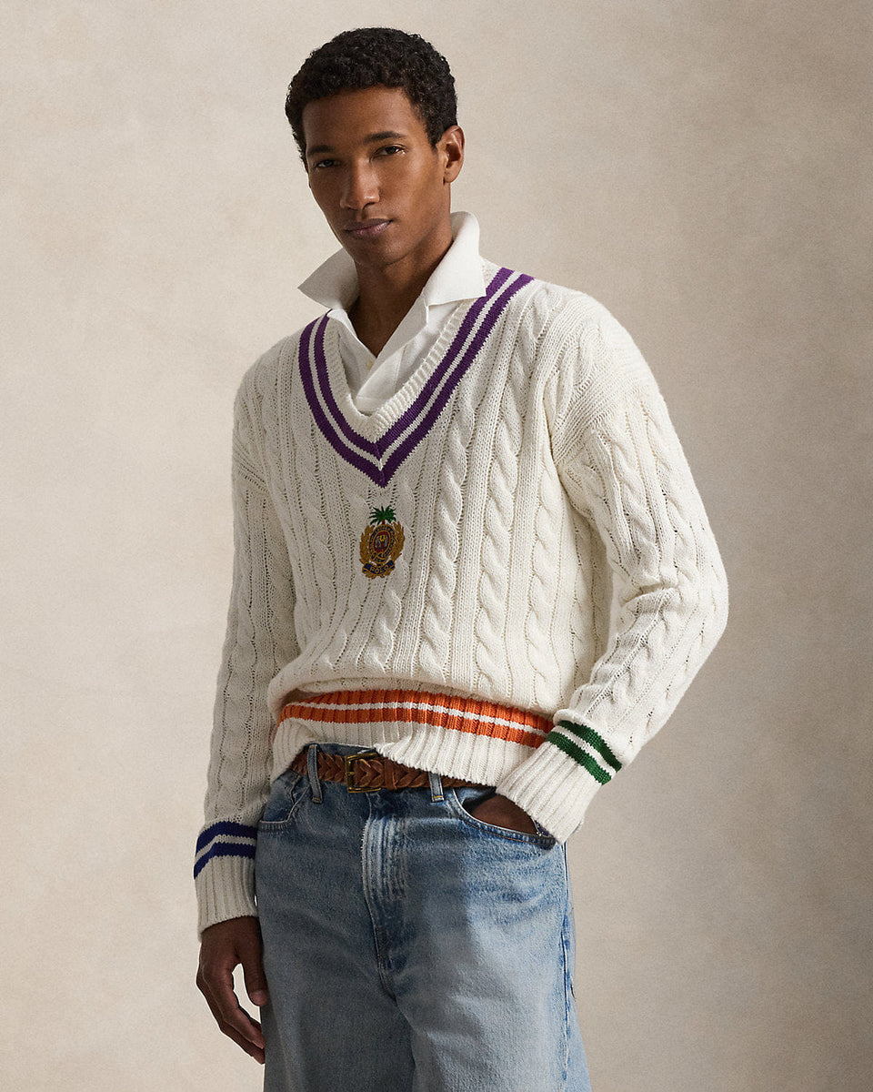 Ralph Lauren Embroidered CottonLinen Cricket Sweater