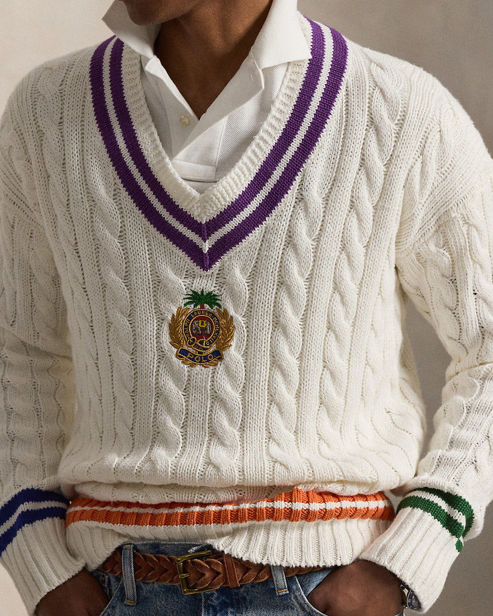 Ralph Lauren Embroidered CottonLinen Cricket Sweater