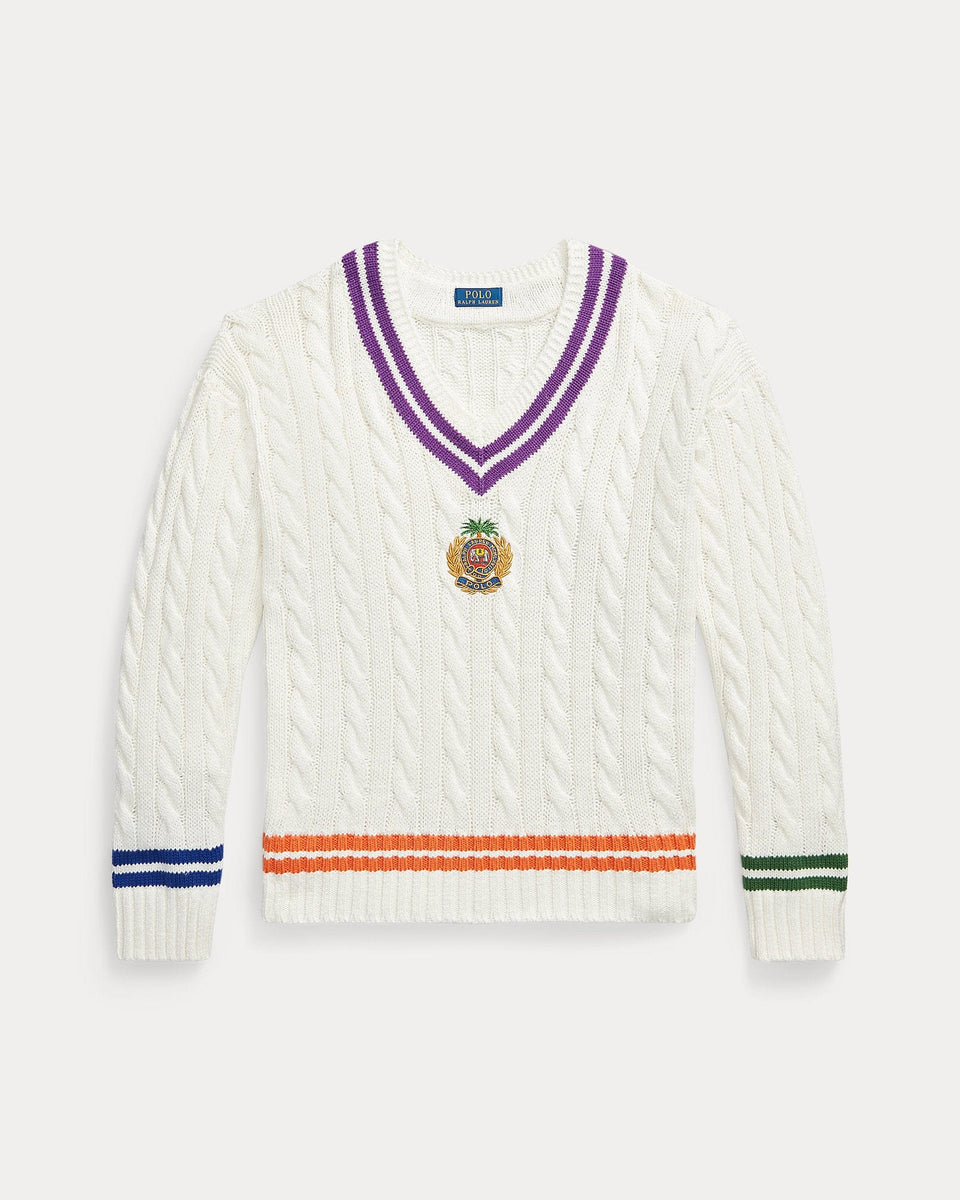 Ralph Lauren Embroidered CottonLinen Cricket Sweater