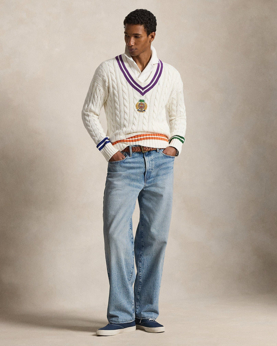 Ralph Lauren Embroidered CottonLinen Cricket Sweater
