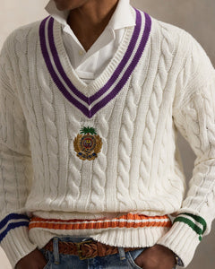 Ralph Lauren Embroidered CottonLinen Cricket Sweater