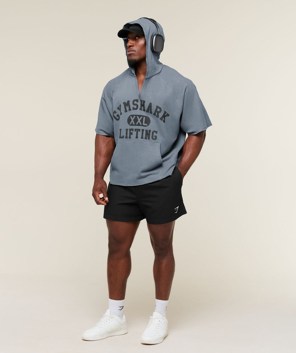 Gymshark Summer Pump Cover Short Sleeve Hoodie Iron Blue