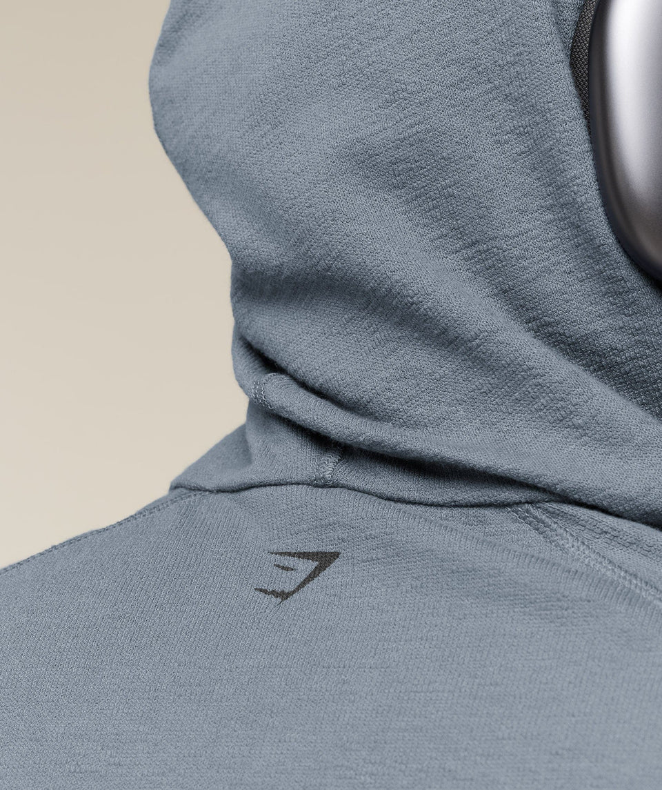 Gymshark Summer Pump Cover Short Sleeve Hoodie Iron Blue