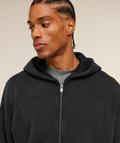 Gymshark Conditioning Club Washed Zip Through Hoodie Black