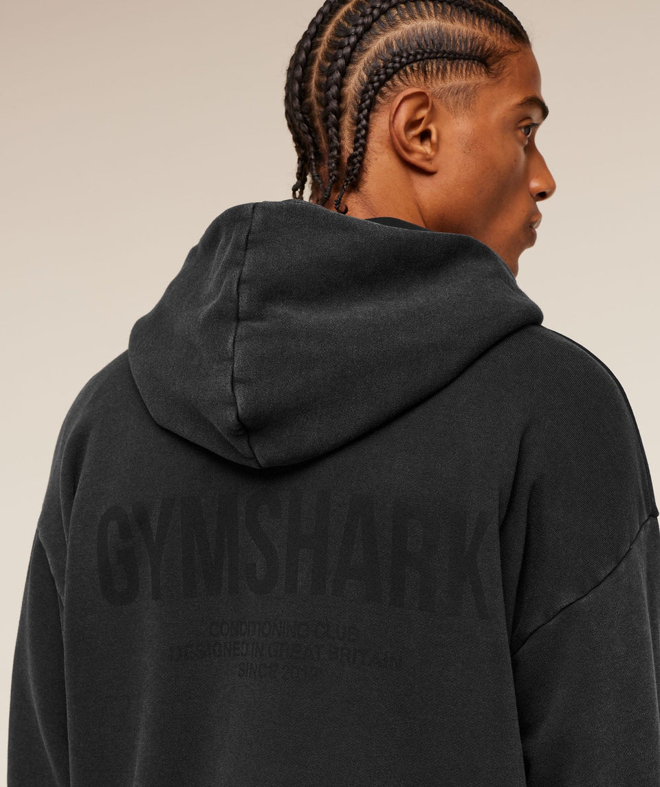 Gymshark Conditioning Club Washed Zip Through Hoodie Black
