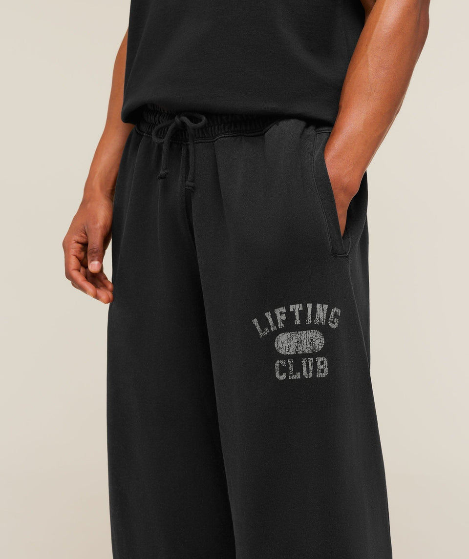 Gymshark Retro Collegiate Graphic Wide Leg Pants Black