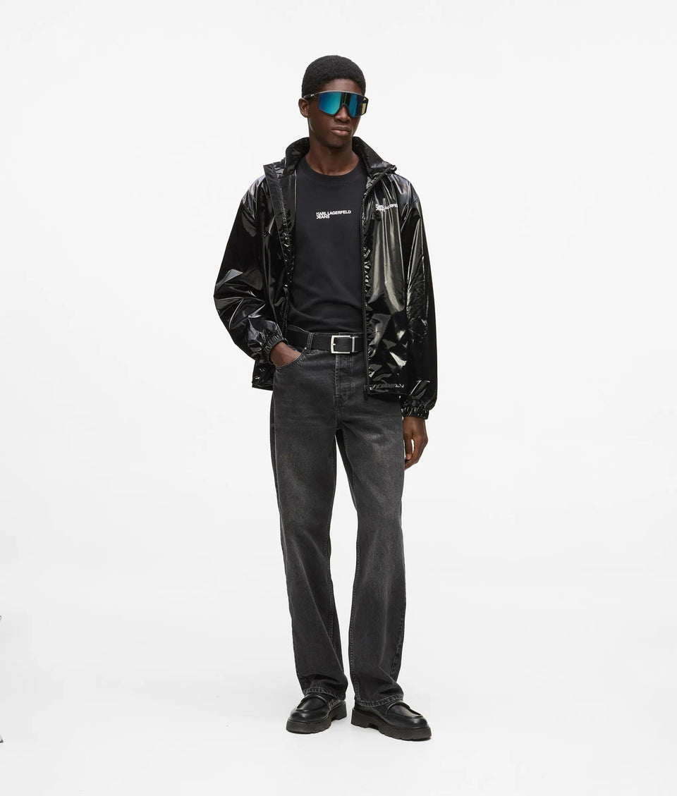 Shiny hooded bomber jacket