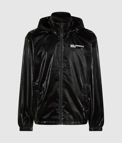 Shiny hooded bomber jacket