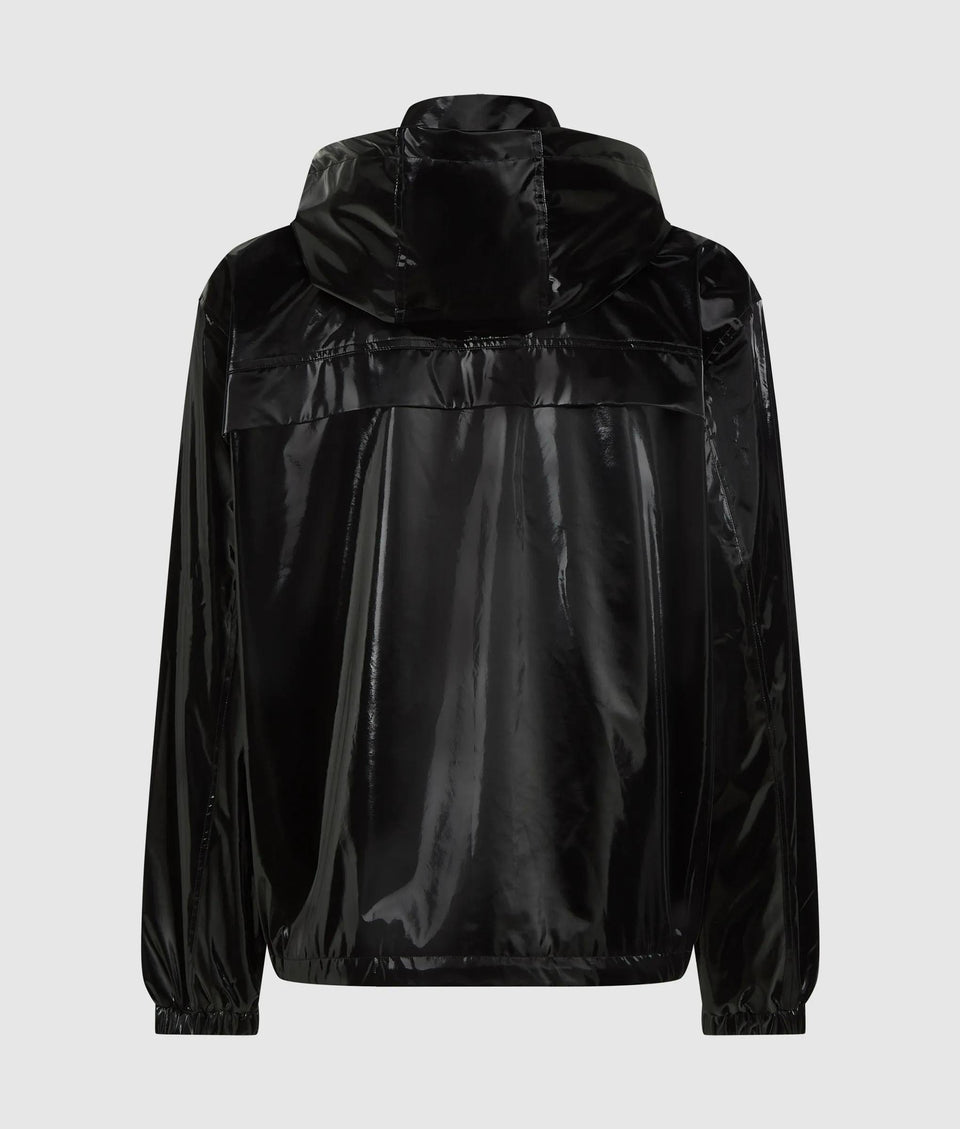 Shiny hooded bomber jacket