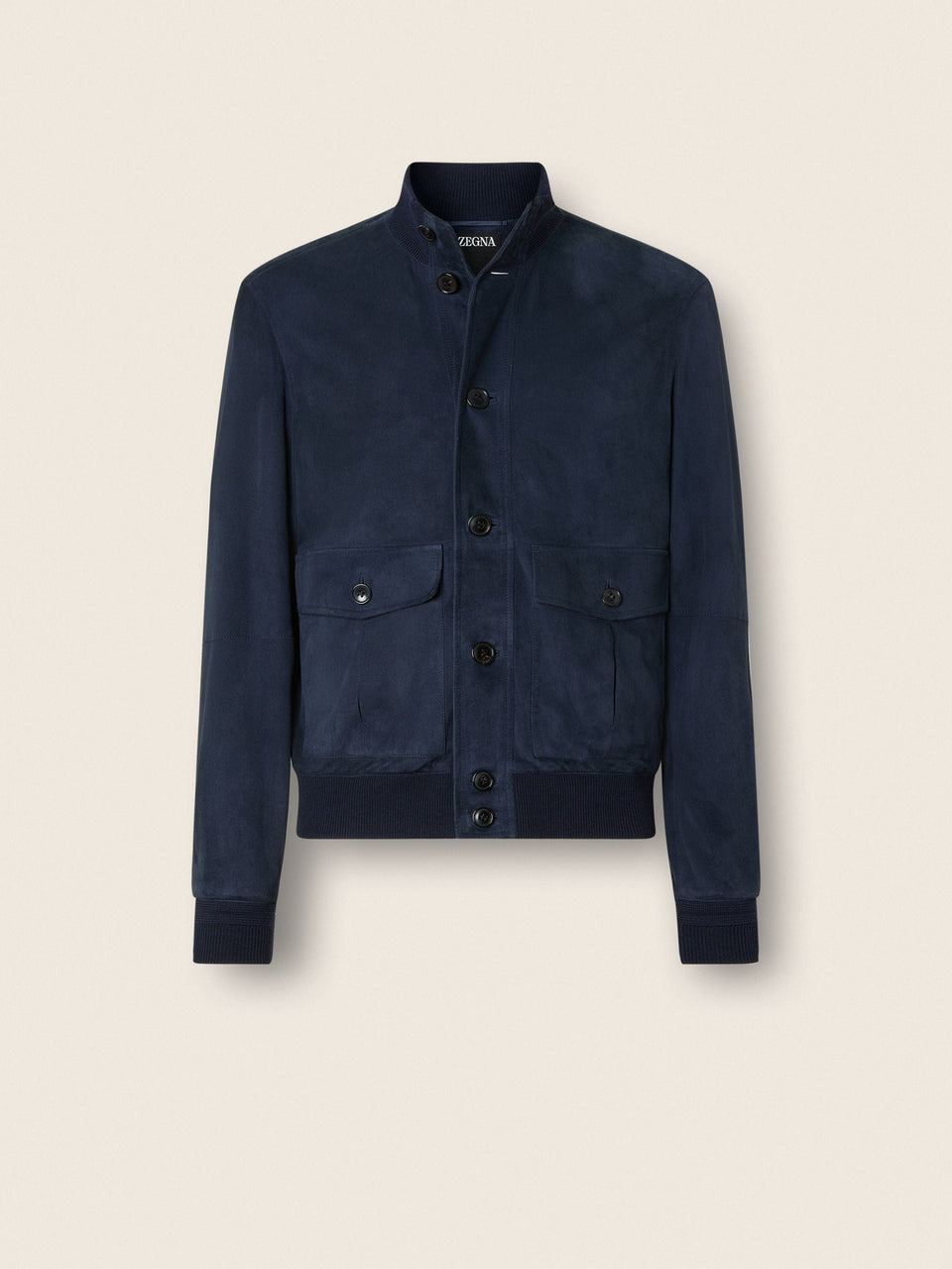 Zegna Dark Indigo Blue Suede Blouson