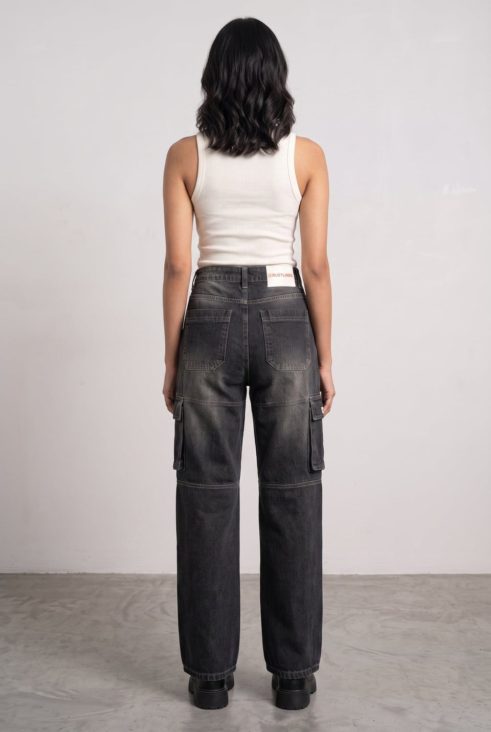 CARBON BLACK DENIM WOMEN'S CARGO